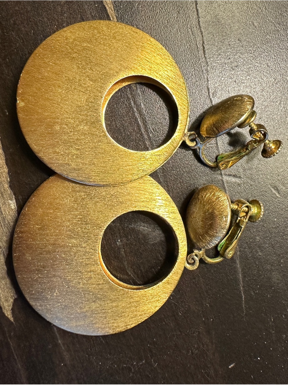 Vintage Adjustable Gold-tone Circular Cutout Clip-On Earrings